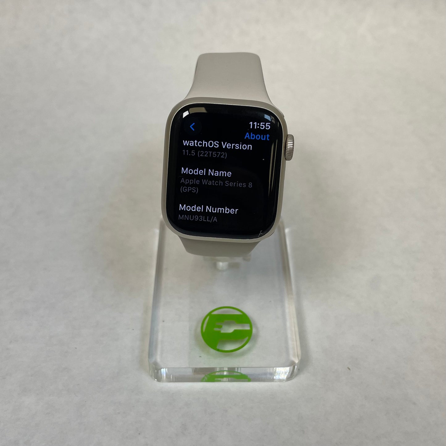 GPS Only Apple Watch Series 8 41MM Silver Aluminum Beige Sport Band MNU93LL/A