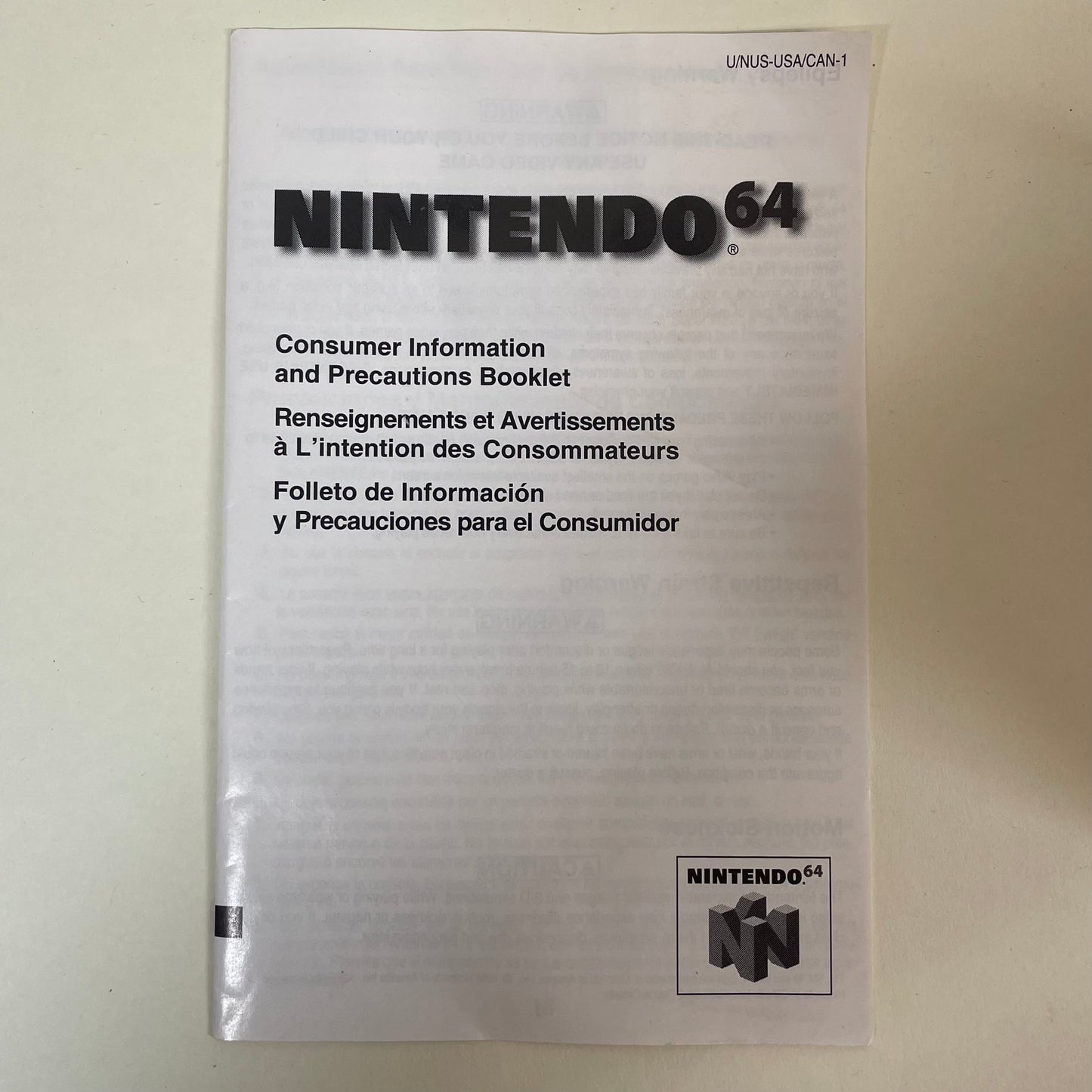 Nintendo 64 N64 Video Game Console NUS-001 Ice Blue