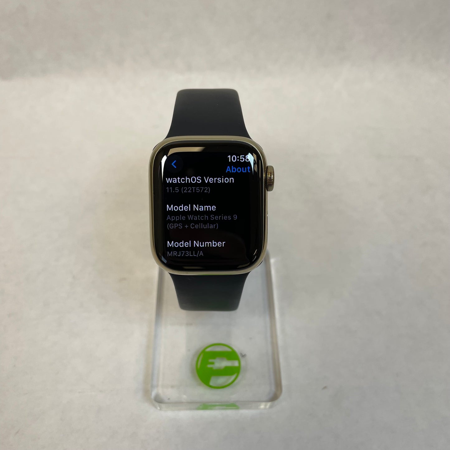 Unlocked Apple Watch Series 9 41MM Gold Stainless Steel Black Band MRJ73LL/A