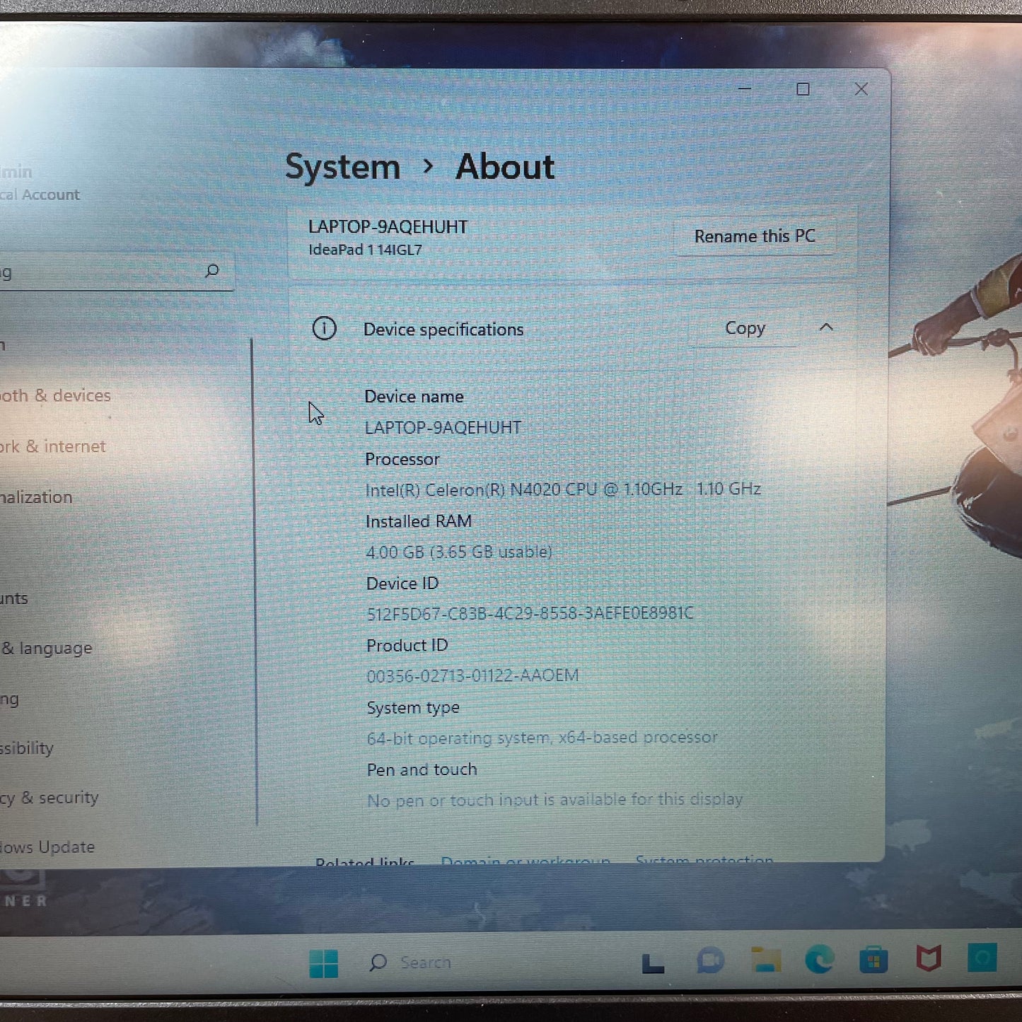 Lenovo Ideapad 1 14IGL7 14" Celeron N4020 1.1GHz 4GB RAM 64GB SSD