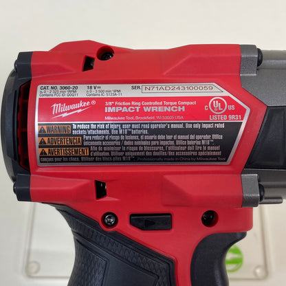 Milwaukee 3060-20 M18 18V 3/8" Friction Ring Controlled Torque Impact Wrench