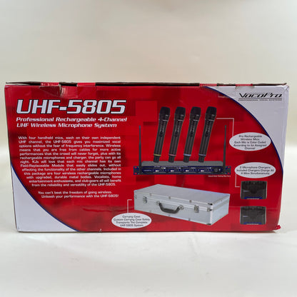 New VocoPro UHF-5805 Rechargeable 4-Channel UHF Wireless Microphone System