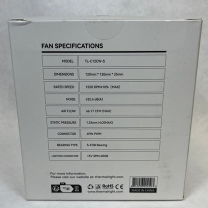 New Thermal Right C12CW-S White CPU Fan