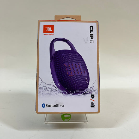 New JBL Clip 5 Portable Wireless Bluetooth Speaker Purple JBLCLIP5PURAM