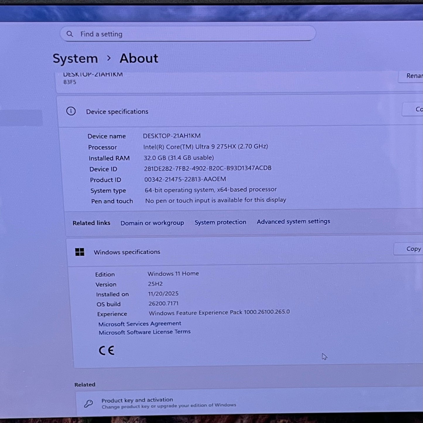 Lenovo Legion 7I GEN 10 Ultra 9 275HX 32GB RAM 1TB SSD Geforce RTX 5080