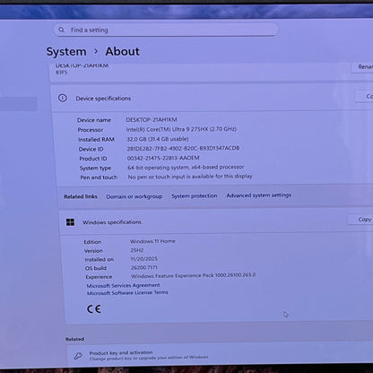 Lenovo Legion 7I GEN 10 Ultra 9 275HX 32GB RAM 1TB SSD Geforce RTX 5080
