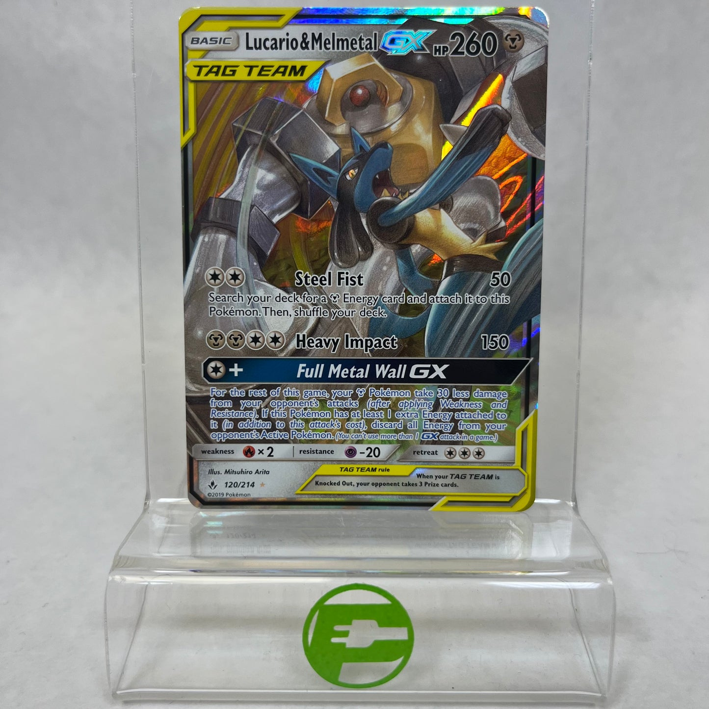 Pokémon TCG Unbroken Bonds Lucario & Melmetal GX 120/214 Holo English