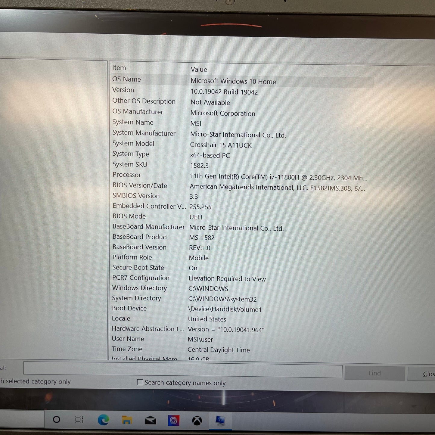 MSI Crosshair 15 A11UCK 15.6" i7-11800H 2.3GHz 16GB RAM 512GB GeForce RTX 3050