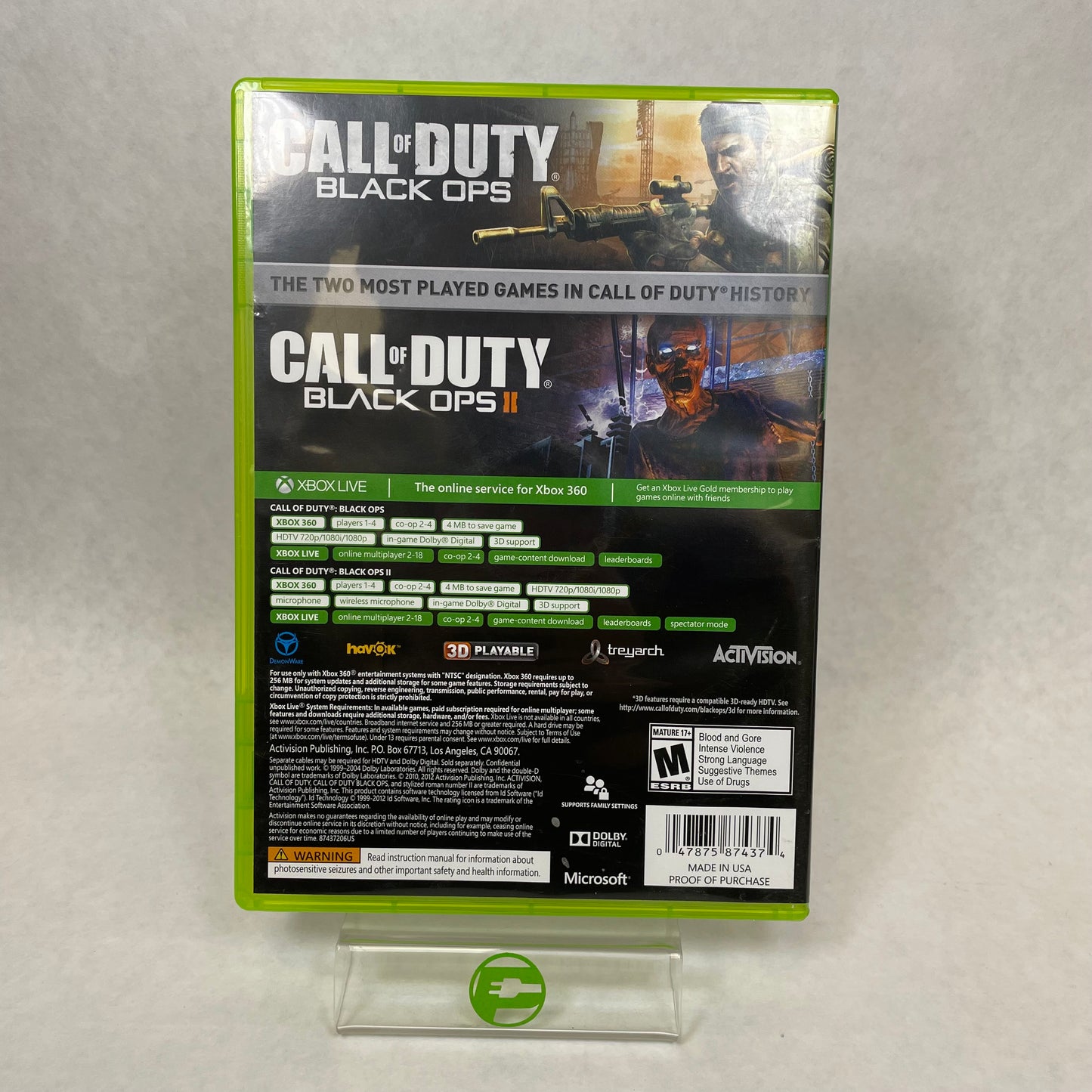 Call of Duty Black Ops I and II Combo Pack (Microsoft Xbox 360, 2015)