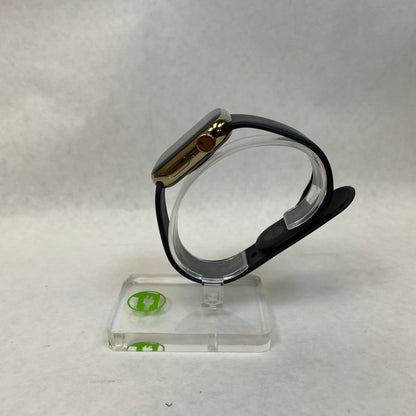 Unlocked Apple Watch Series 9 41MM Gold Stainless Steel Black Band MRJ73LL/A