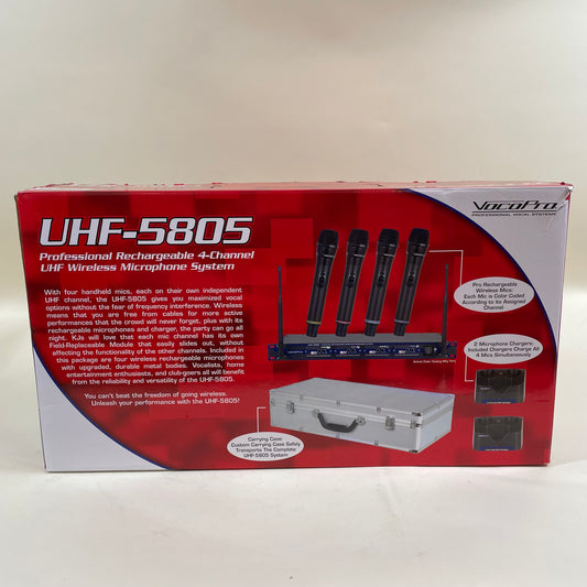 New VocoPro UHF-5805 Rechargeable 4-Channel UHF Wireless Microphone System