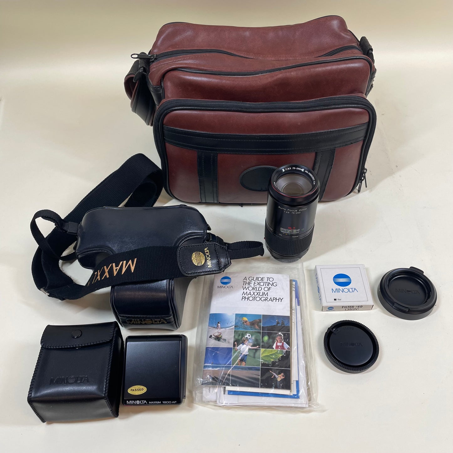 Minolta Maxxum 5000 AF Bundle w/ Carrying Case, Lens, Original Paperwork, & More