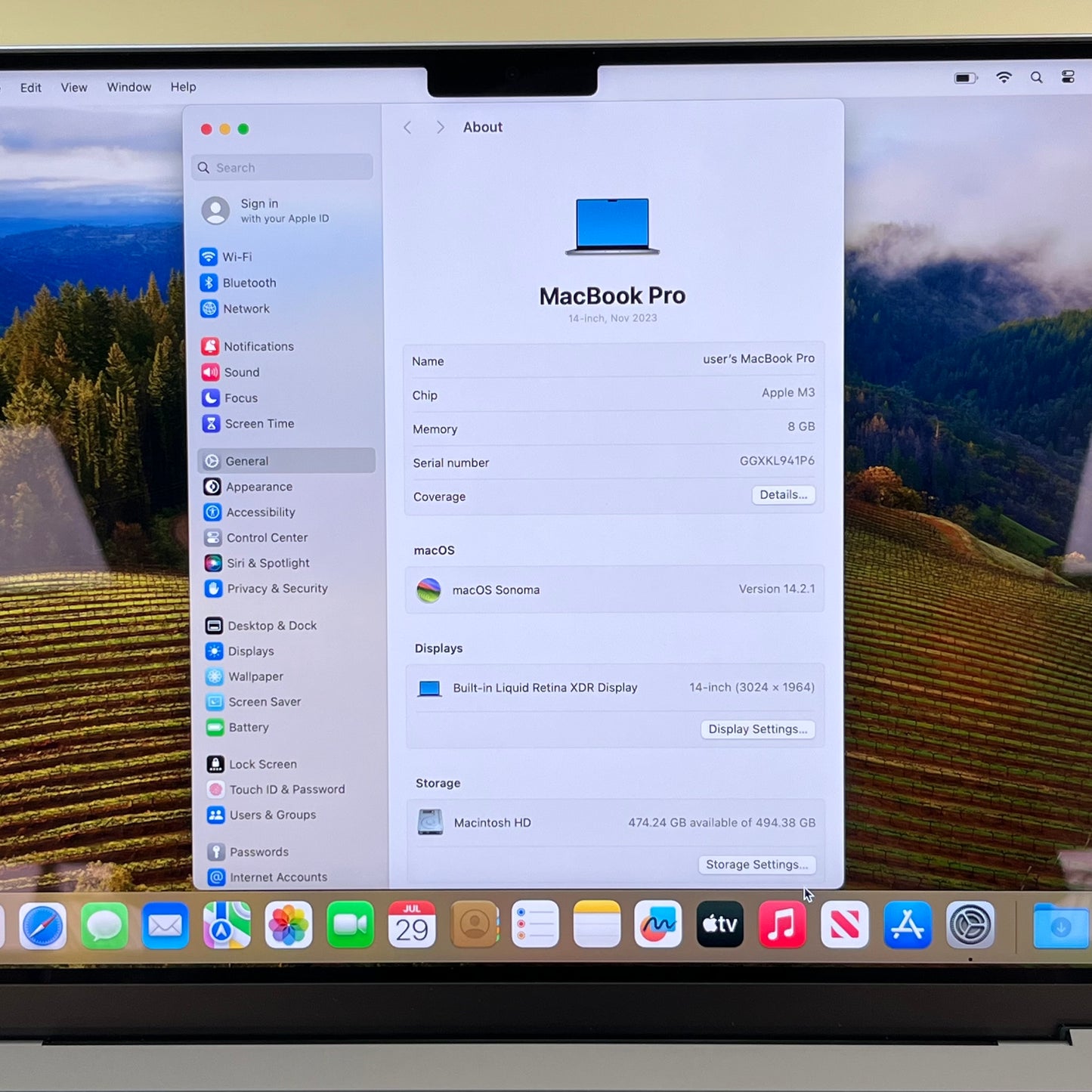 2023 Apple MacBook Pro 14" M3 10C GPU 4.0GHz 8GB RAM 512GB SSD A2918