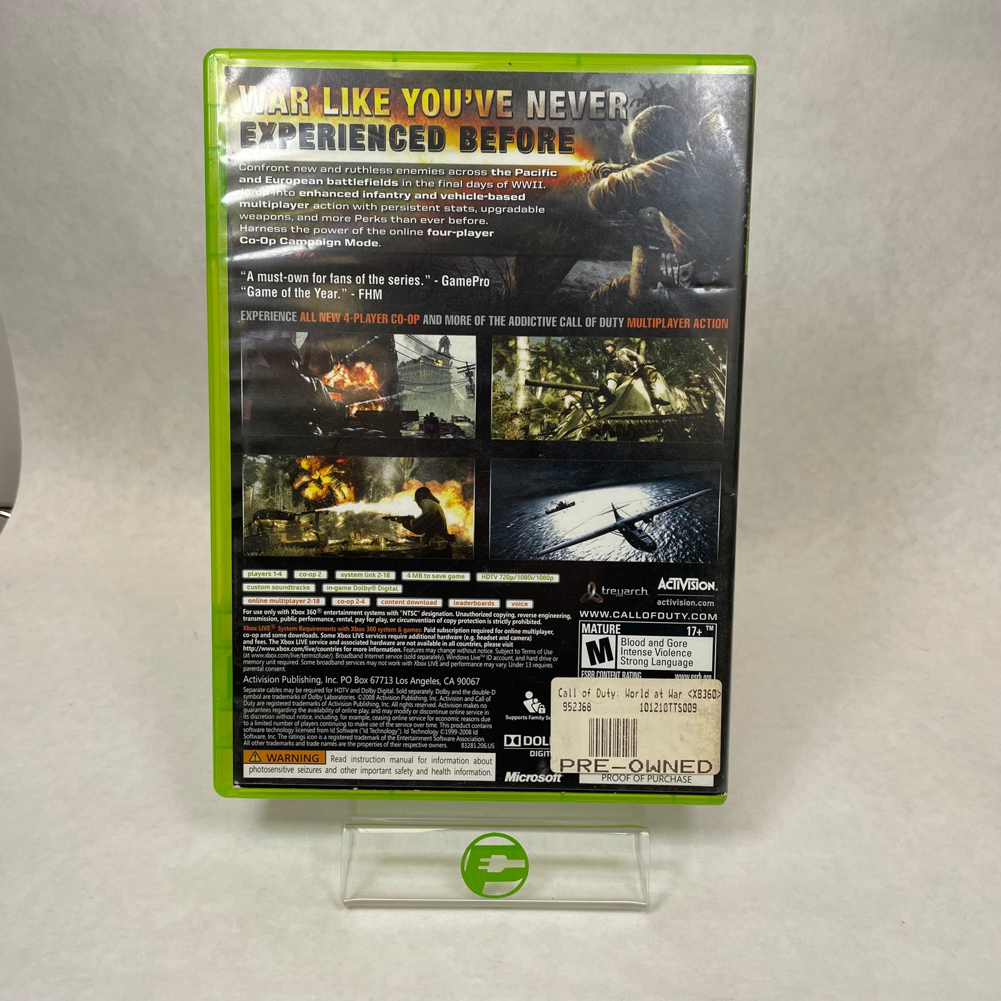 Call of Duty World At War (Microsoft Xbox 360, 2008)