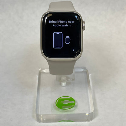 GPS Only Apple Watch Series 8 41MM Silver Aluminum Beige Sport Band MNU93LL/A