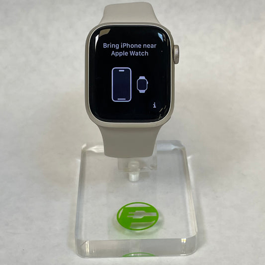 GPS Only Apple Watch Series 8 41MM Silver Aluminum Beige Sport Band MNU93LL/A