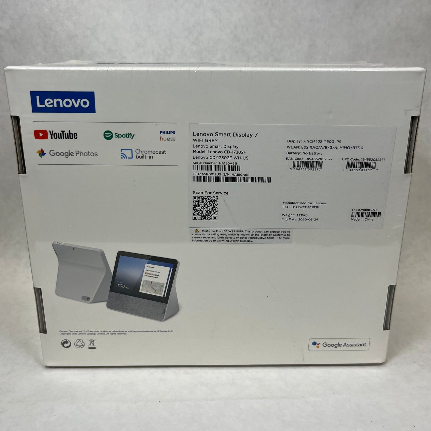 New Lenovo Smart Display 7 Smart Home Hub Gray CD-17302F