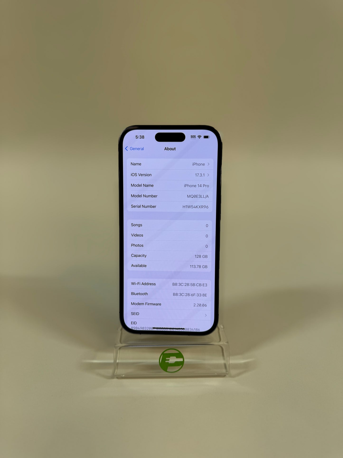 Unlocked Apple iPhone 14 Pro 128GB DEEP PURPLE MQ0E3LL/A