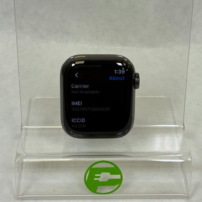 Unlocked Apple Watch Series 7 41MM Graphite Stainless Steel MNC03LL/A Face Only