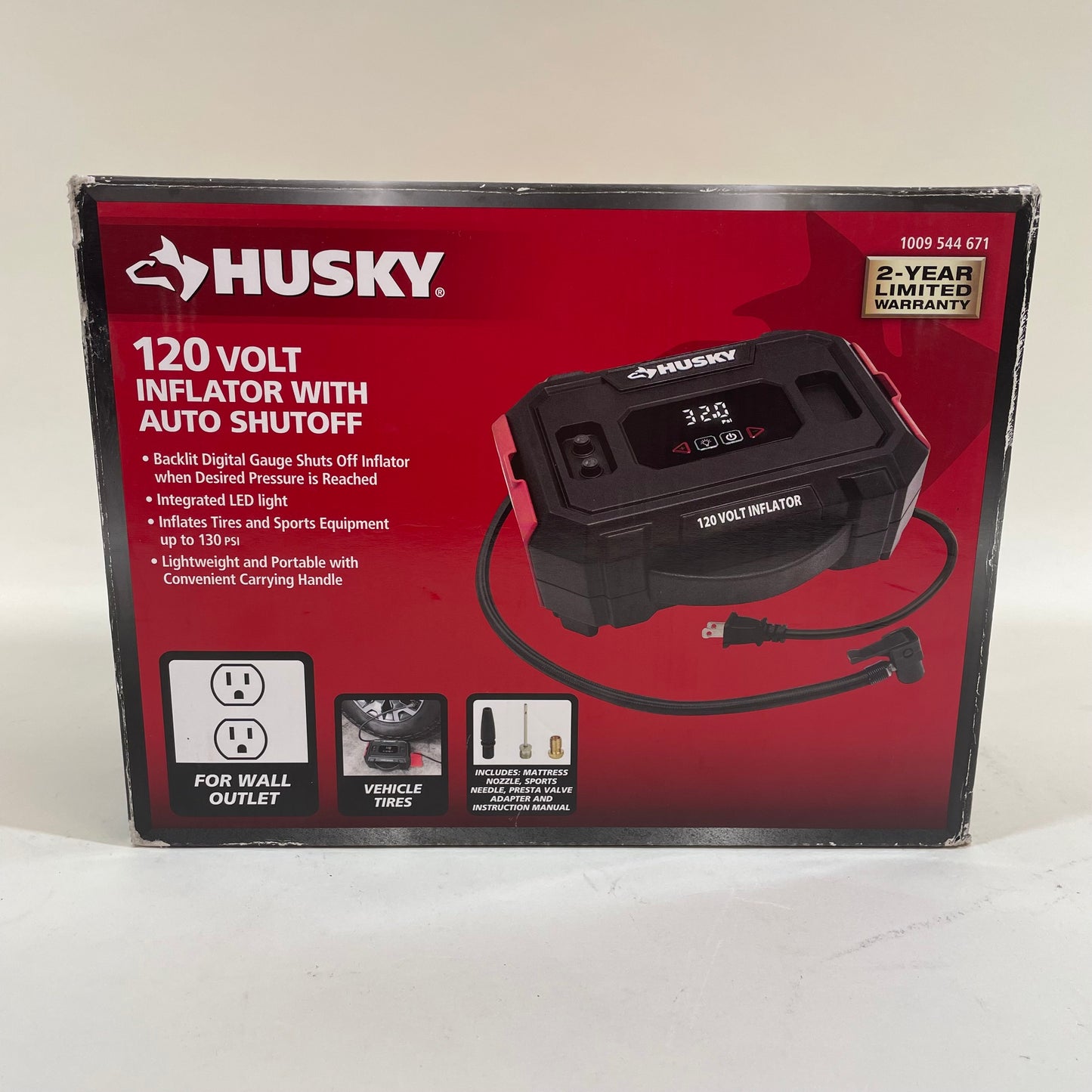 New Husky 1009544671 120V Inflator w/ Auto Shutoff