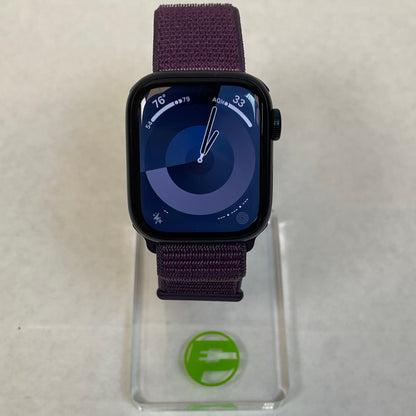 GPS Only Apple Watch Series 9 41MM Black Aluminum Plum Sport Loop MR8W3LL/A