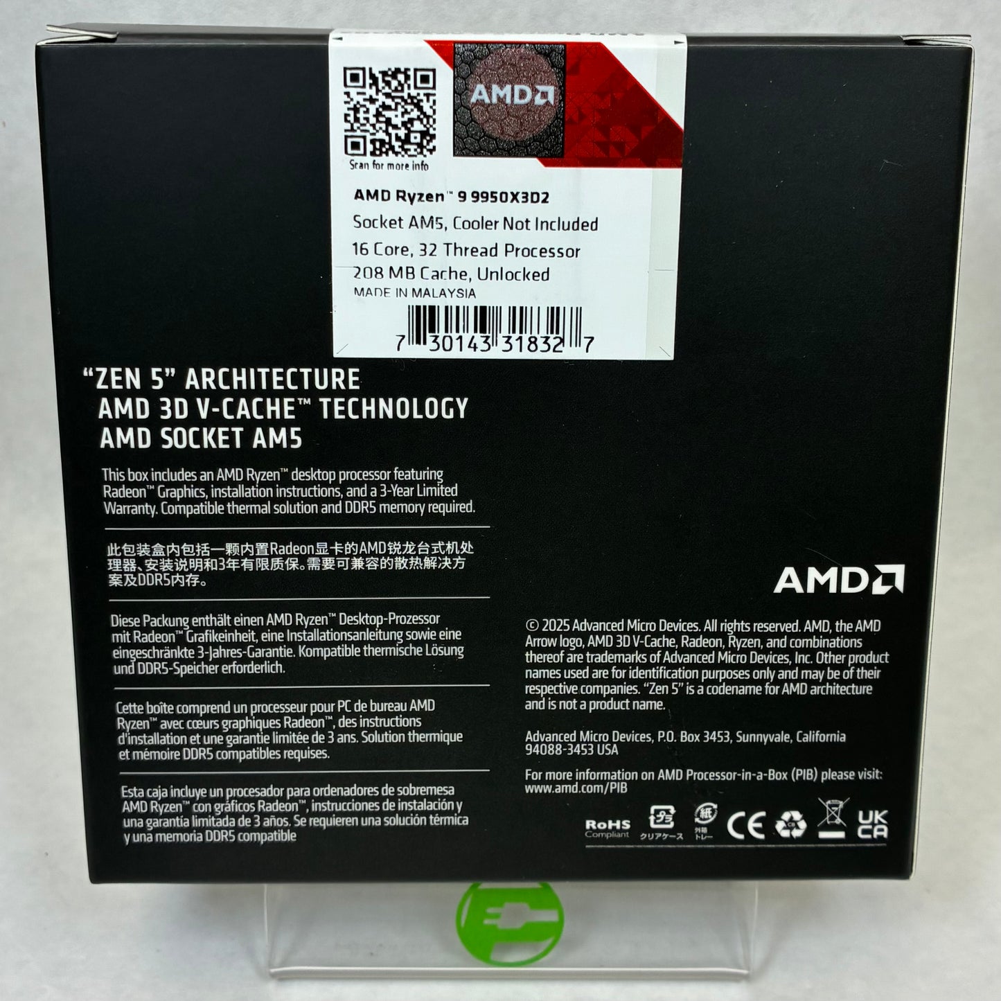 New AMD Ryzen 9 9950X3D2 4.30GHz 16 Core 100-100001978WOF 32 Thread AM5