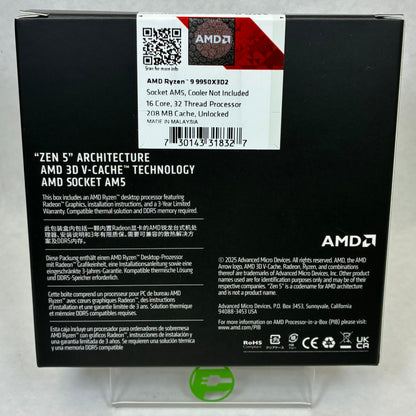 New AMD Ryzen 9 9950X3D2 4.30GHz 16 Core 100-100001978WOF 32 Thread AM5