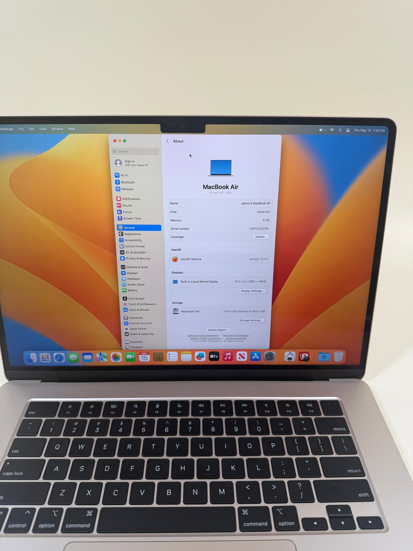 2023 Apple MacBook Air 15" M2 10C GPU 3.5GHz 8GB RAM 256GB SSD A2941