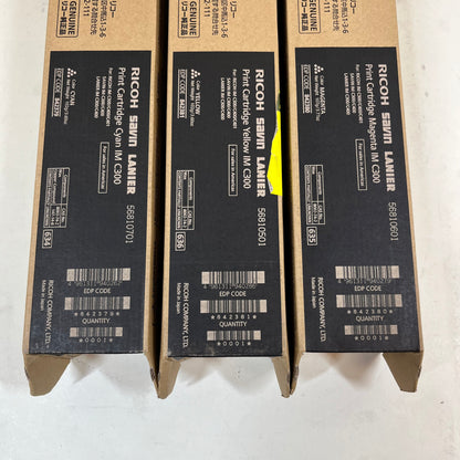 New Set of Ricoh Savin Lanier IM C300 CMY Print Cartridges 842379 842380 842381