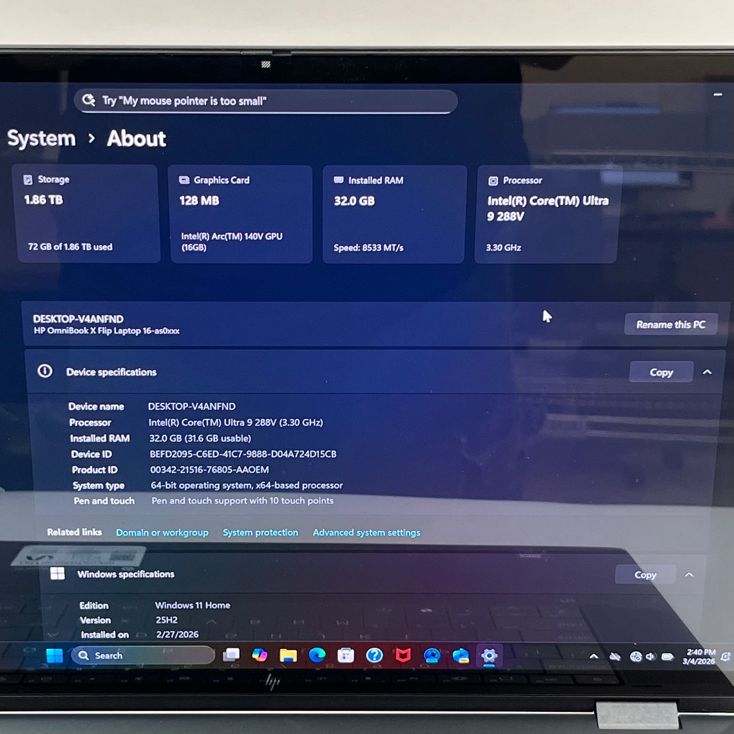 HP OmniBook X 16-AS0043DX 16" Ultra 9 288V 3.3GHz 32GB RAM 2TB SSD