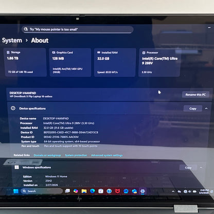 HP OmniBook X 16-AS0043DX 16" Ultra 9 288V 3.3GHz 32GB RAM 2TB SSD