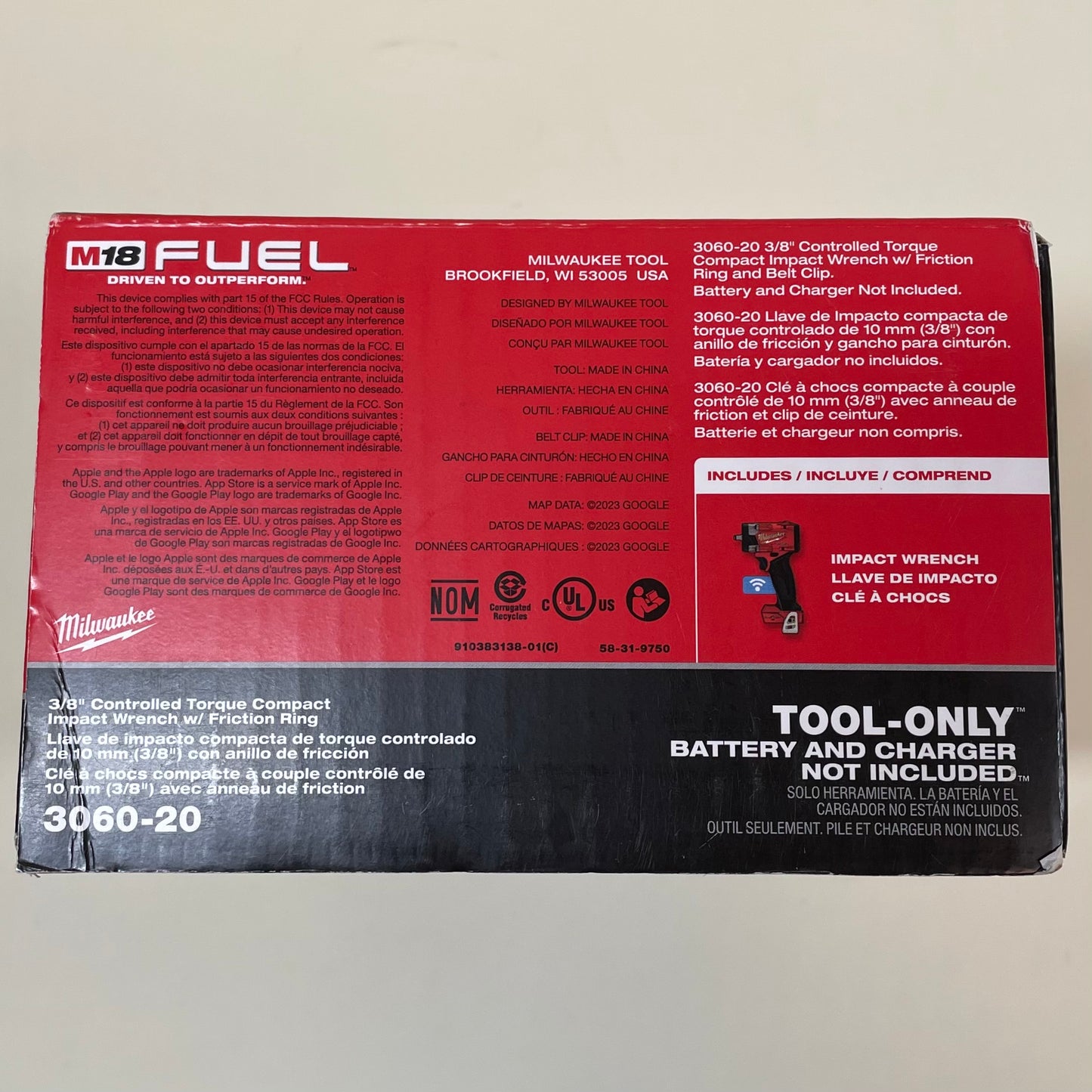 Milwaukee 3060-20 M18 18V 3/8" Friction Ring Controlled Torque Impact Wrench