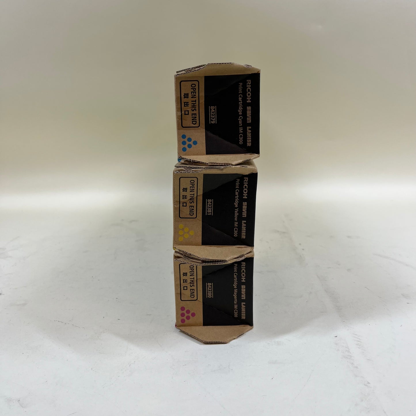 New Set of Ricoh Savin Lanier IM C300 CMY Print Cartridges 842379 842380 842381