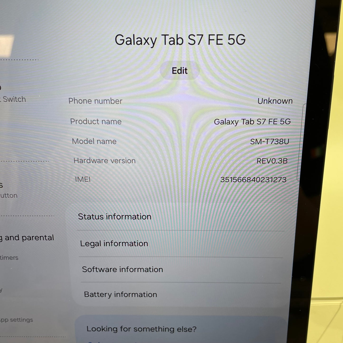 WiFi Only Samsung Galaxy Tab S7 FE 12.4" 64GB Graphite SM-T738U