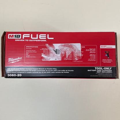 Milwaukee 3060-20 M18 18V 3/8" Friction Ring Controlled Torque Impact Wrench