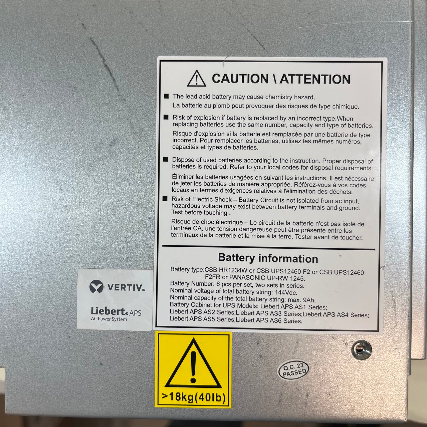 Liebert APS Battery Module Vertiv Liebert APS Battery Module Kit APSBATMODCU
