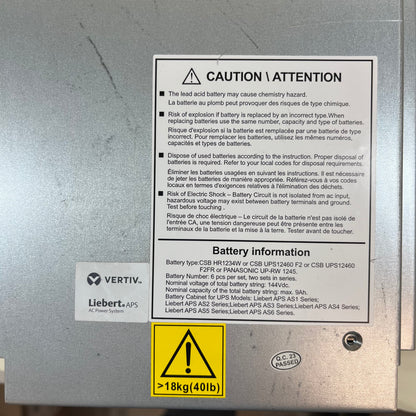 Liebert APS Battery Module Vertiv Liebert APS Battery Module Kit APSBATMODCU