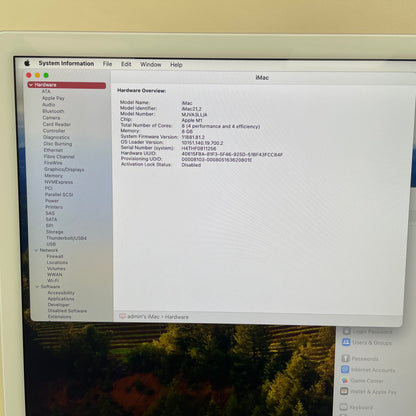 2021 Apple iMac 24" M1 3.2GHz 8GB RAM 256GB SSD Red/Pink MJVA3LL/A