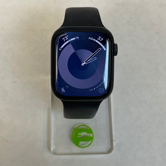 Unlocked Apple Watch Series 7 45MM Black Aluminum Black Sport Band MKJ73LL/A