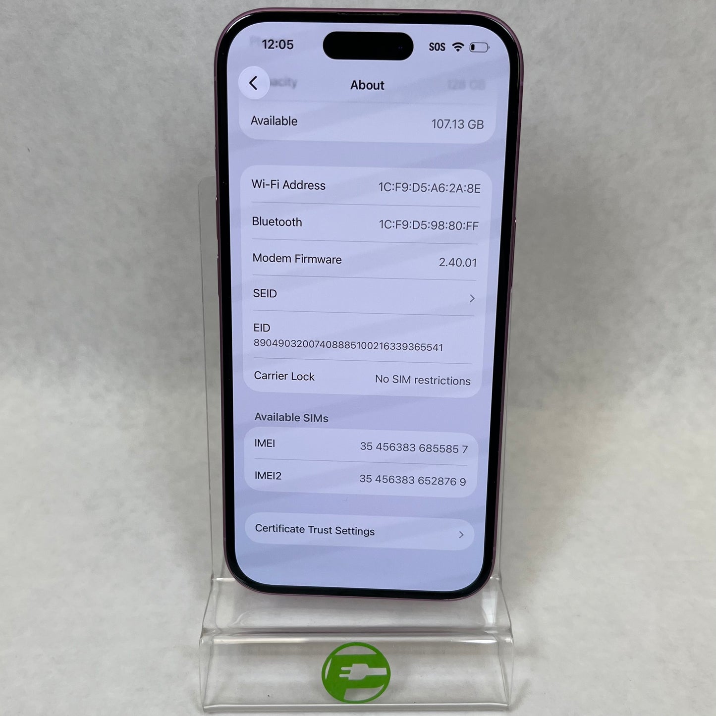 Factory Unlocked Apple iPhone 16 128GB Pink MYAR3LL/A