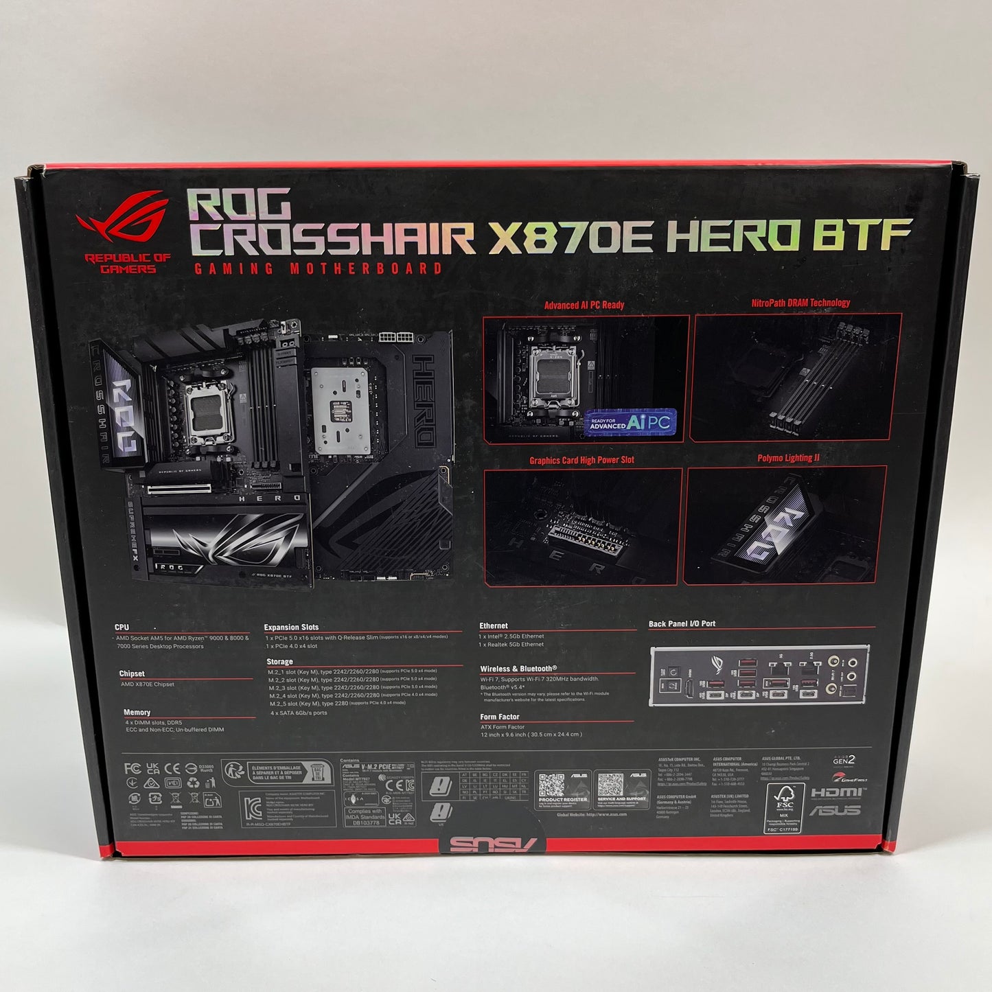 New Asus X870E Hero BTF AM5 ATX AMD DDR5 Motherboard