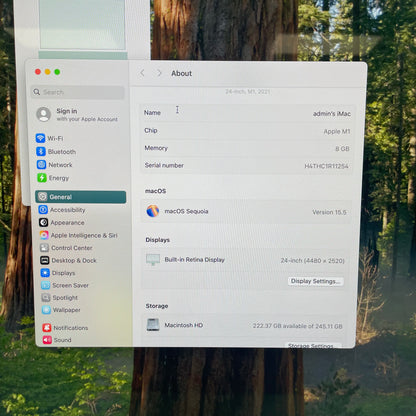 2021 Apple iMac 24" M1 3.2GHz 8GB RAM 256GB SSD Blue/Green MJV83LL/A