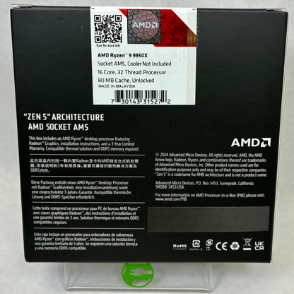 New AMD Ryzen 9 9950X 4.30GHz 16 Core 100-100001277WOF 32 Thread AM5