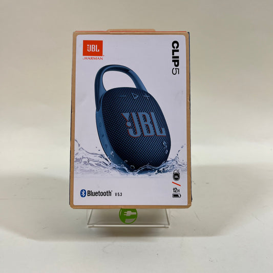 New JBL Clip 5 Portable Wireless Bluetooth Speaker Blue JBLCLIP5BLUAM