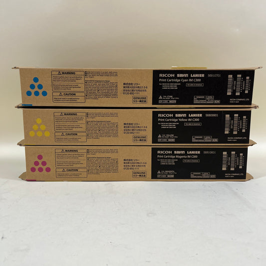 New Set of Ricoh Savin Lanier IM C300 CMY Print Cartridges 842379 842380 842381