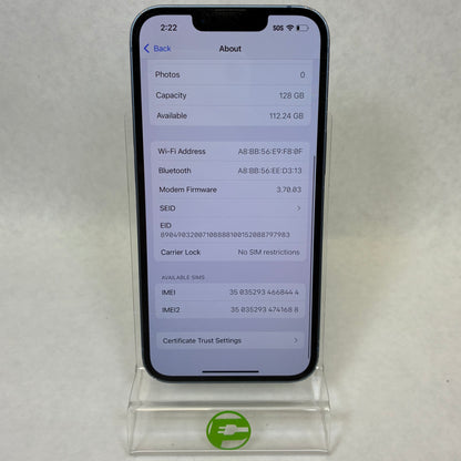 Unlocked Apple iPhone 14 128GB 18.7.7 Blue MPVH3LL/A