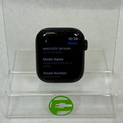 GPS Only Apple Watch Series 9 41MM Midnight Aluminum MR8W3LW/A Face Only