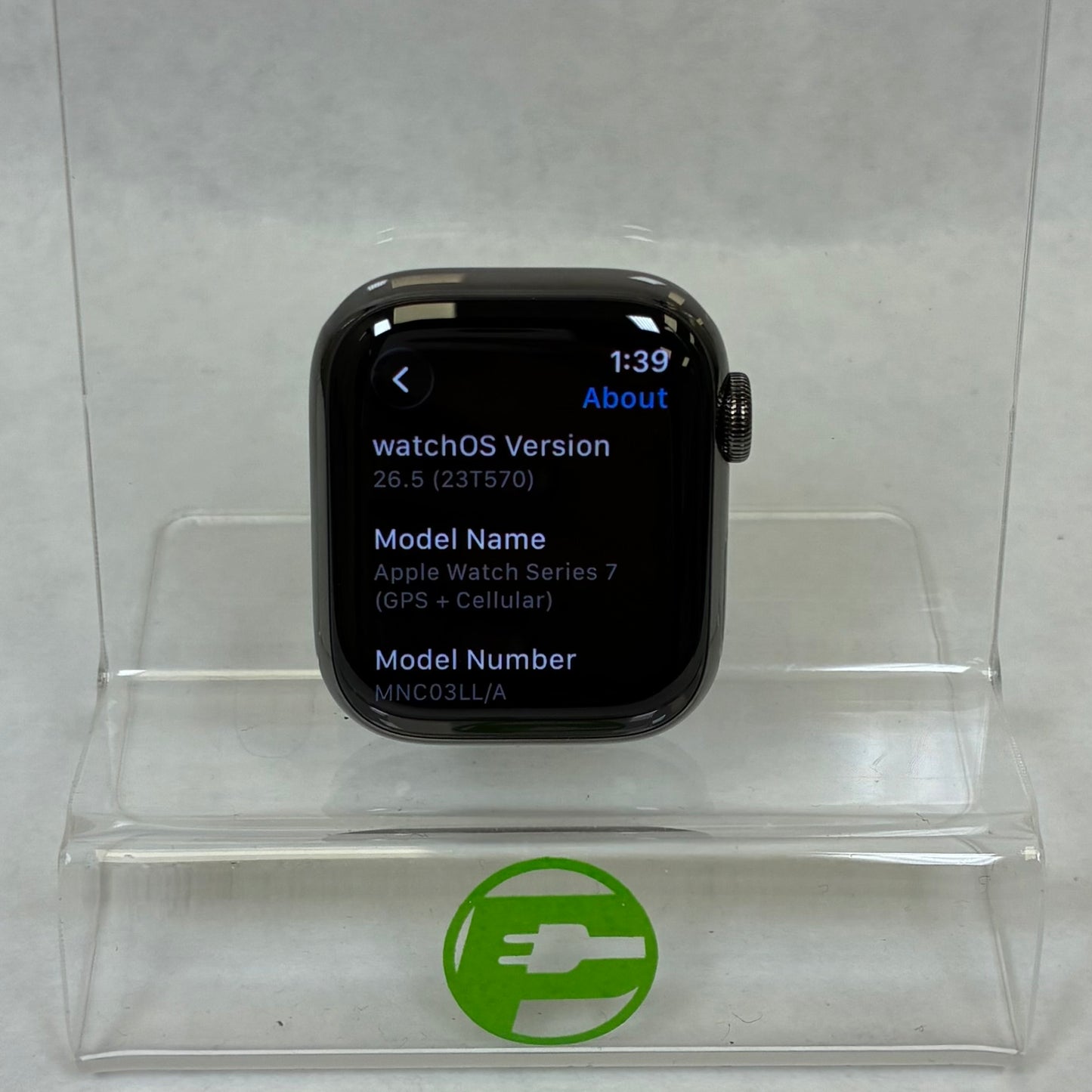 Unlocked Apple Watch Series 7 41MM Graphite Stainless Steel MNC03LL/A Face Only
