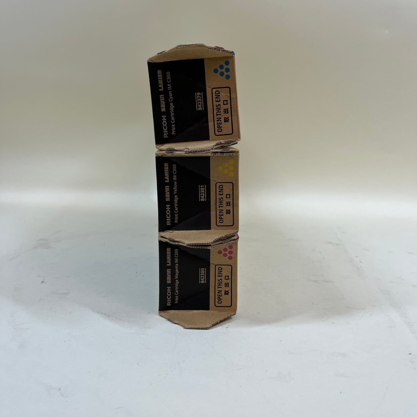New Set of Ricoh Savin Lanier IM C300 CMY Print Cartridges 842379 842380 842381