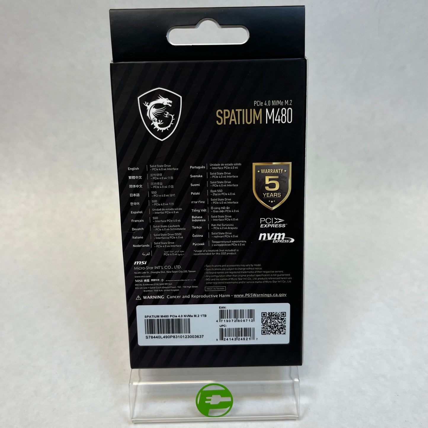 New MSi Spatium M480 1TB PRO PCIE 4.0 NVME M.2